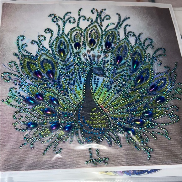 Colorful Beaded Peacock Artwork - Picture 1 of 1